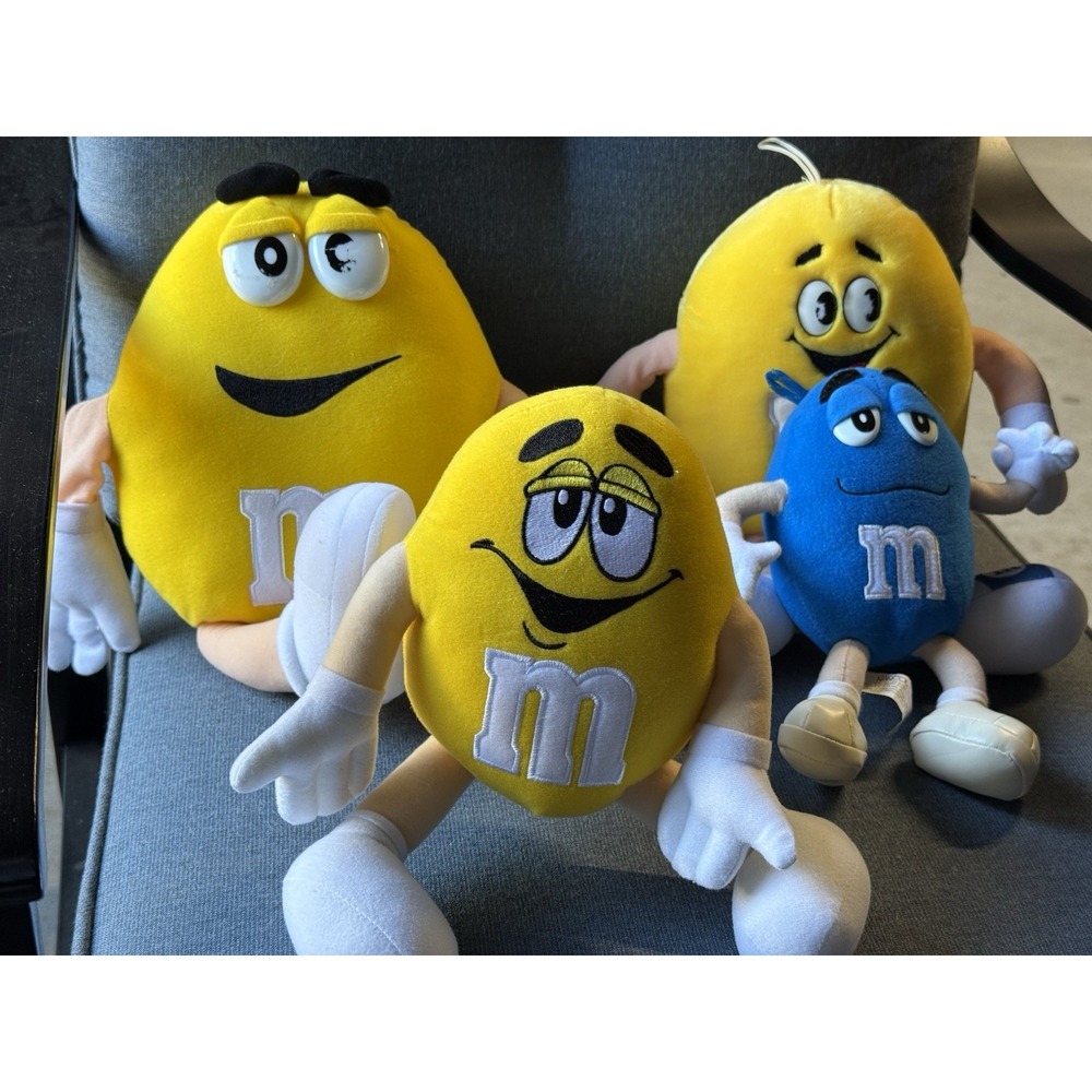 M&M's Yellow Candy Vintage 1997 12-inch Stuffed Plush Posable Lot Of 4